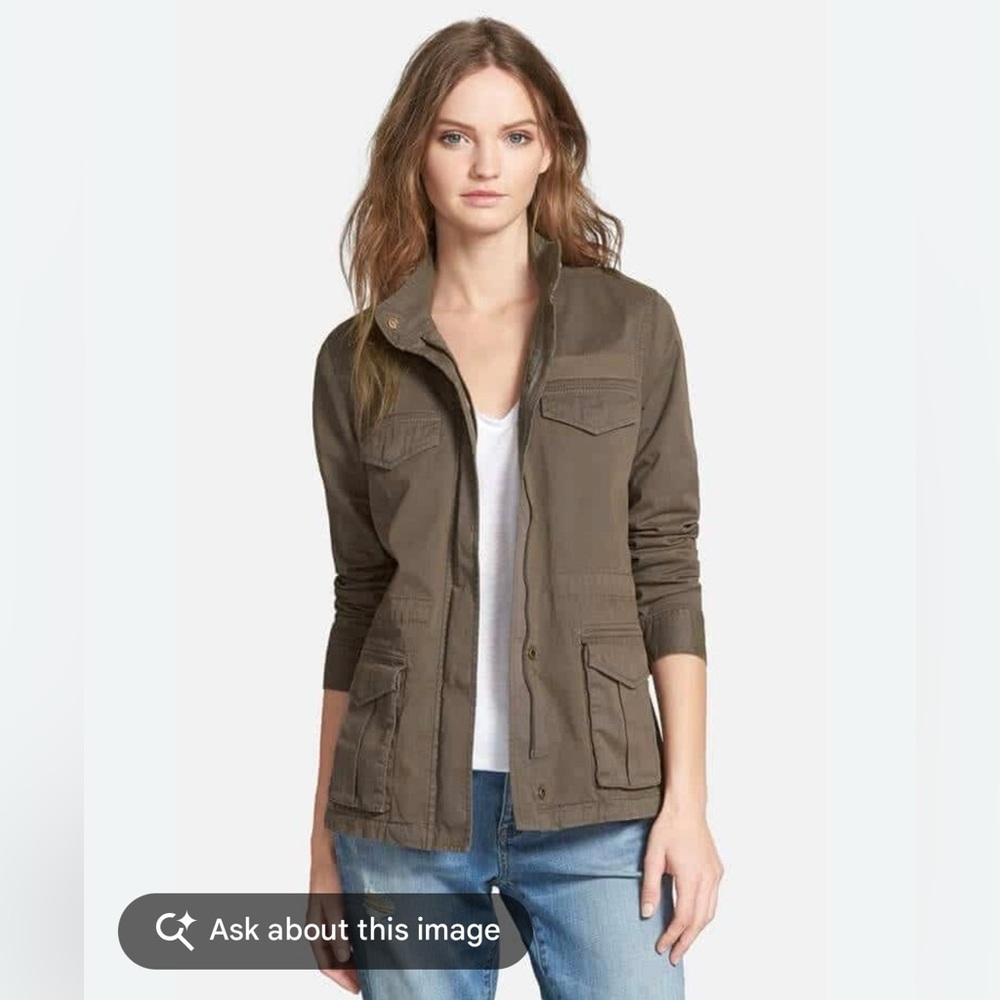 Hinge Olive Green Utility Jacket with Front Pockets